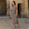 Robe Rayée Gris Glacier Argent