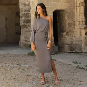 Robe Rayée Gris Glacier Argent