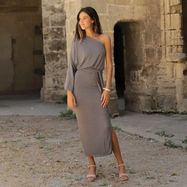 Robe Rayée Gris Glacier Argent