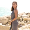 Robe Rayée Gris Glacier Argent