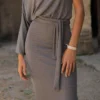 Robe Rayée Gris Glacier Argent